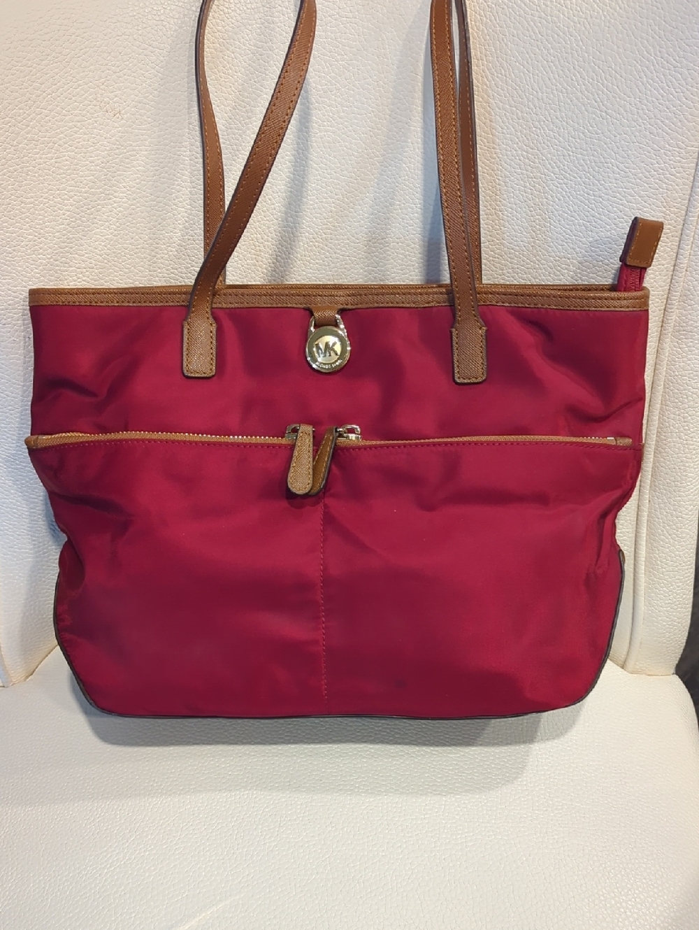 Michael Kors Berry Tote with Tan Leather Trim